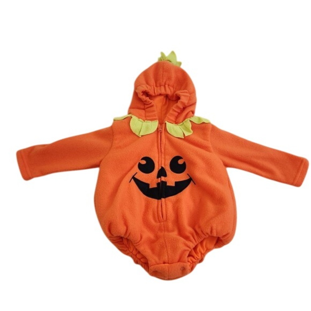 Infant Toddler Pumpkin Fleece Hooded Jack-O-Lantern costume‎ size 9-12 Months